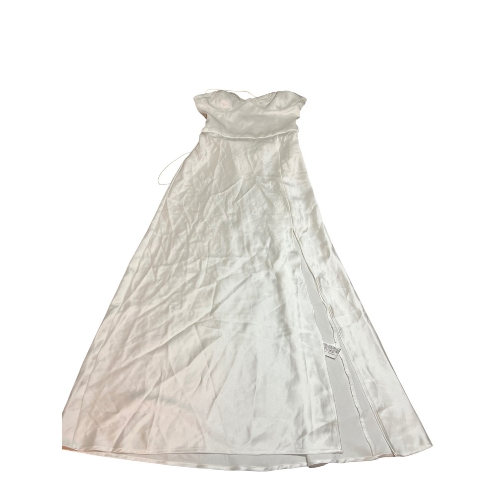 Zara White Satin Corset Maxi Dress Lace Up Back High Slit XS Bridal Old Money - Picture 2 of 11